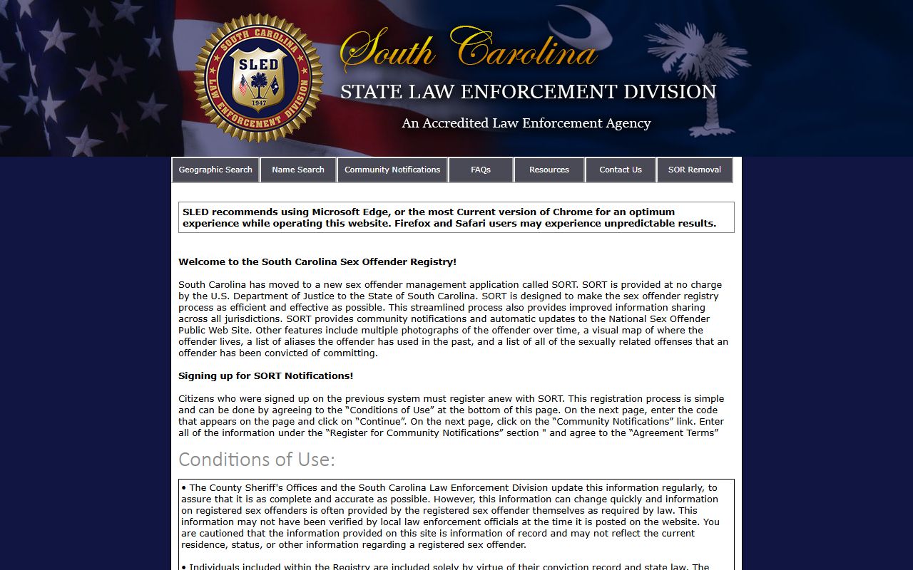 South Carolina sex offender registry search