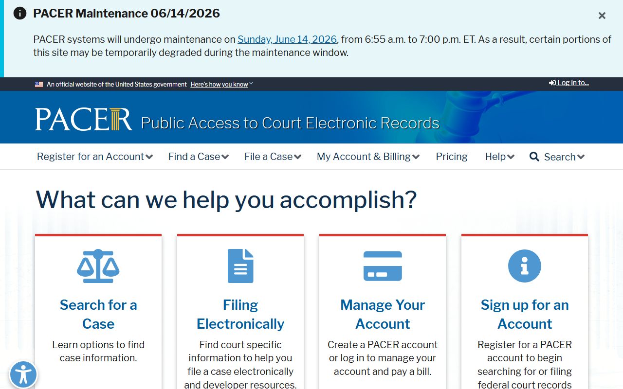 PACER federal court records access