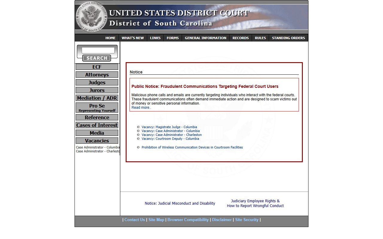 U.S. District Court for the District of South Carolina