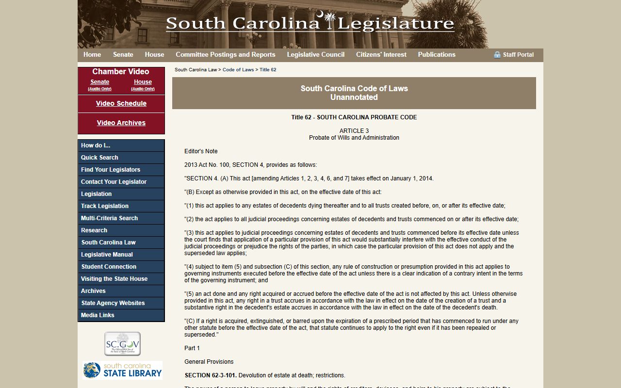 South Carolina Probate Code Article 3