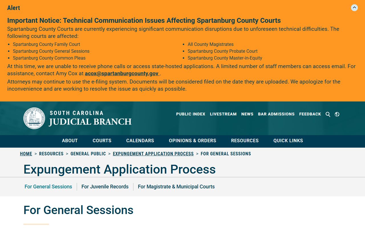 General Sessions expungement process