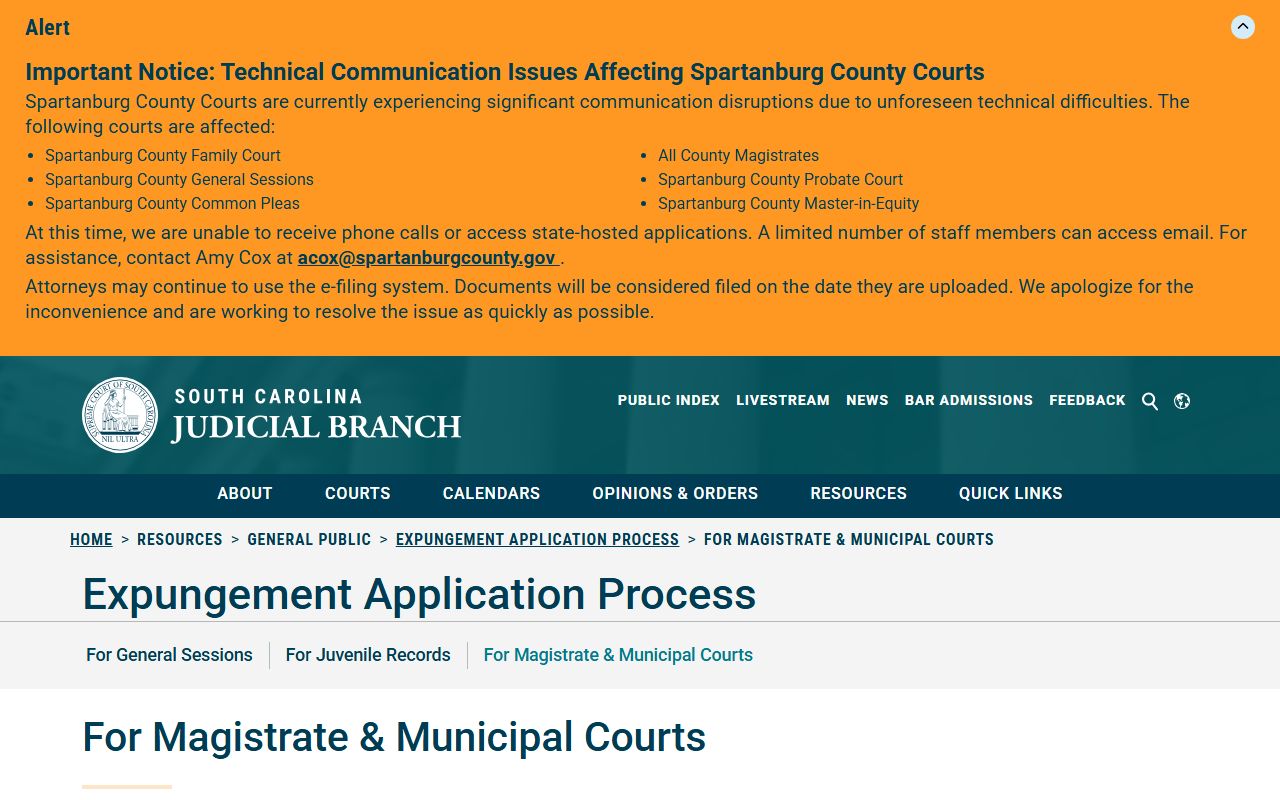 Magistrate and municipal expungement process