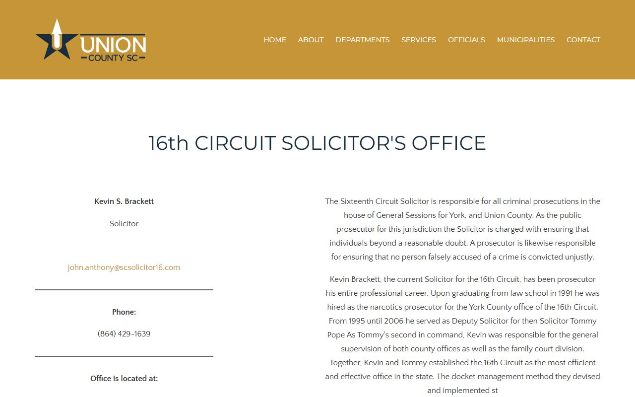 Union County Sixteenth Circuit Solicitor page