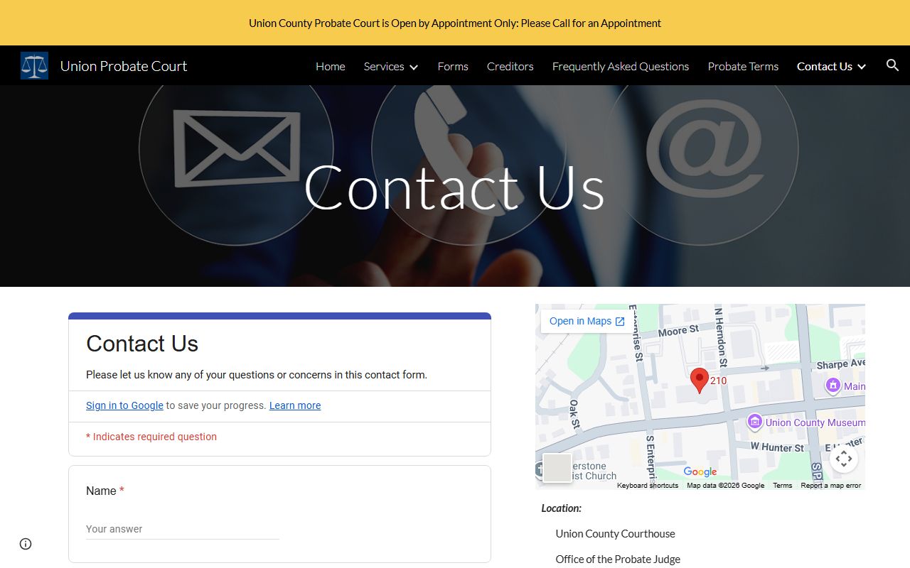 Union County marriage and divorce records Probate Court contact information
