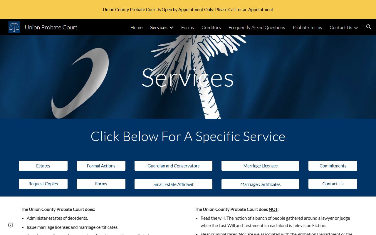 Union County probate records Probate Court services list