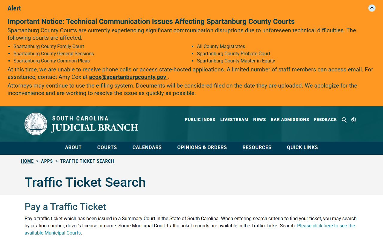 Union County traffic court records SC Traffic Ticket Search